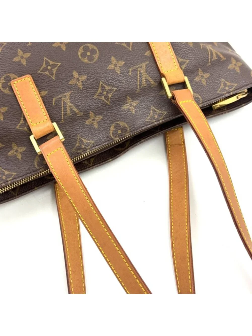 Louis Vuitton Cabas Piano Monogram Leather Brown Light Tote Gold